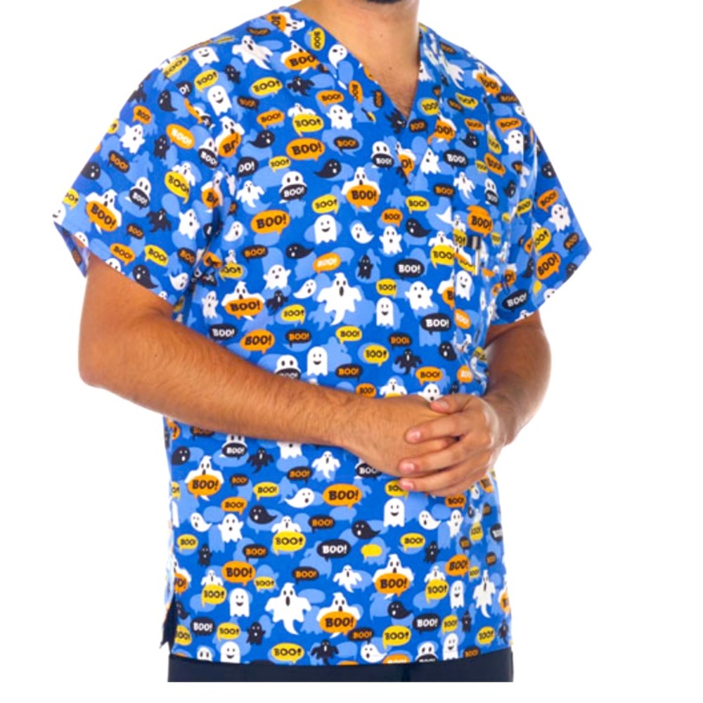 NWT Unisex Large Scrubfinity Halloween Boo Scrub Top